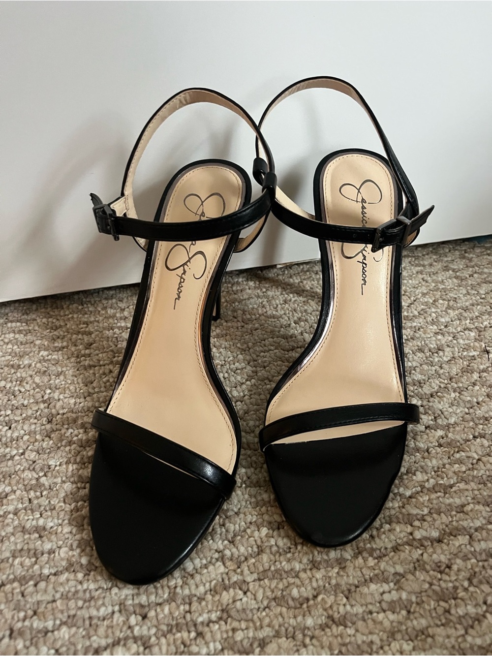 Jessica Simpson Black Strappy Heels, never worn, size 8.5